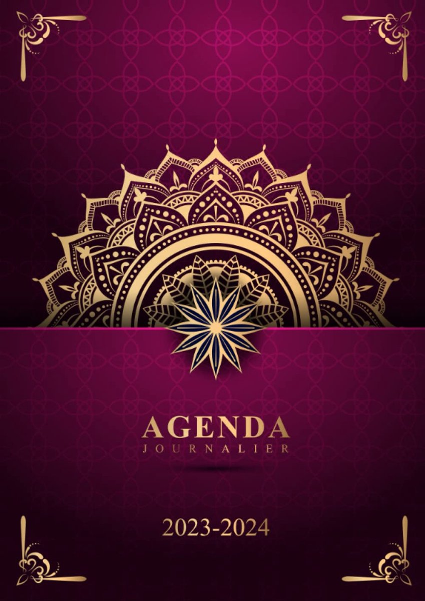 SnelShoppen - Agenda 2023-2024 A4 Journalier 365 Dagen 1 Pagina per Dag met Uur van Juli tot Juni Groot Formaat (Mandala Roze Goud)