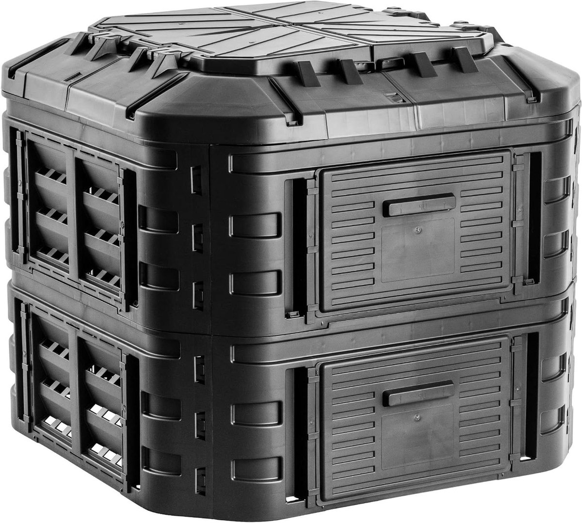 Compost Systeem - Compostbak Tuin - Afval Hergebruiken - Modulair Ontwerp - 600L - Zwart