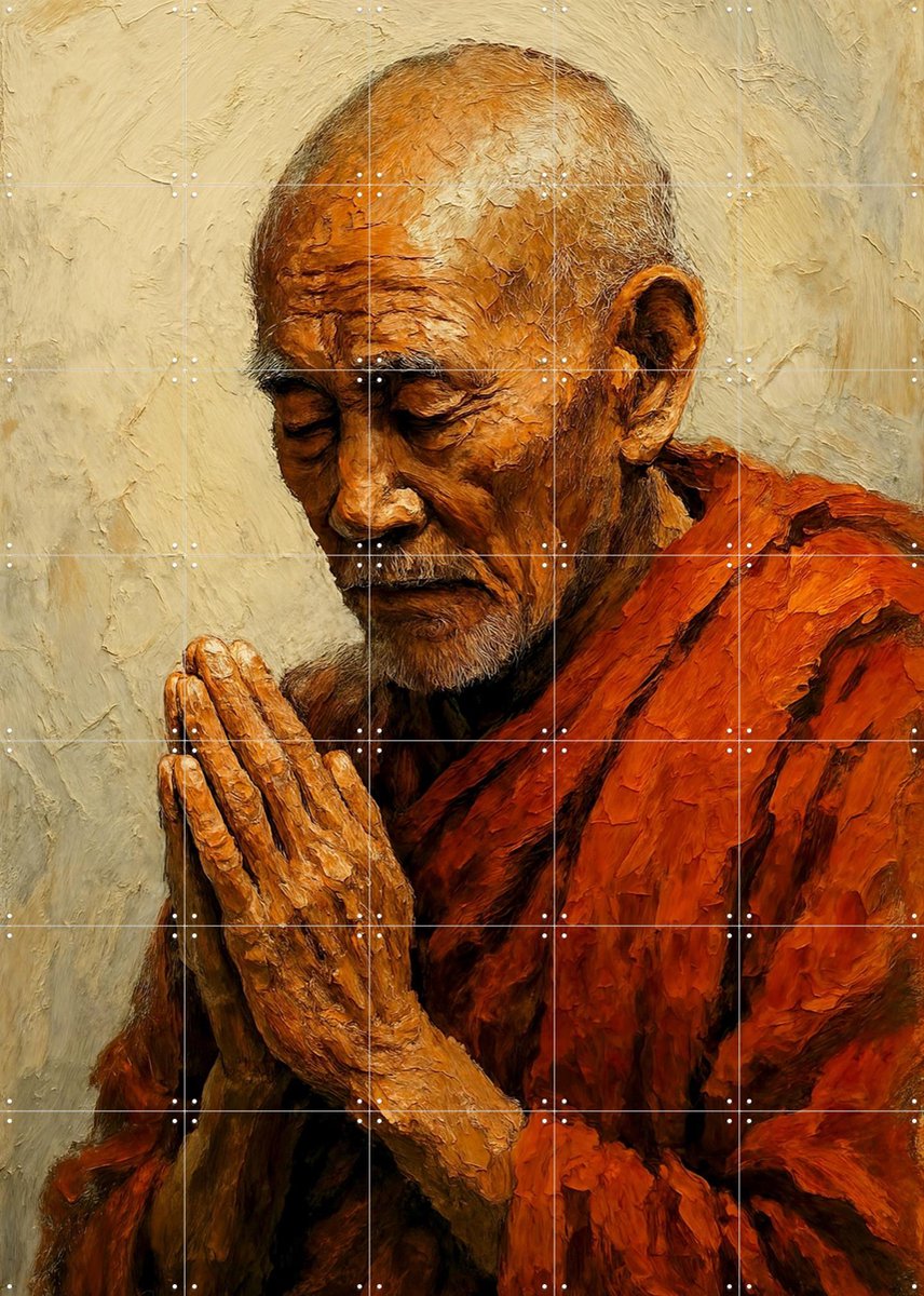 IXXI Gebed In Stilte, Natalie Bruns - 100 x 140 cm - Gratis ophangtool - Grote wanddecoratie en posters - Klassiek, Naturalisme, Olieverf, Realisme