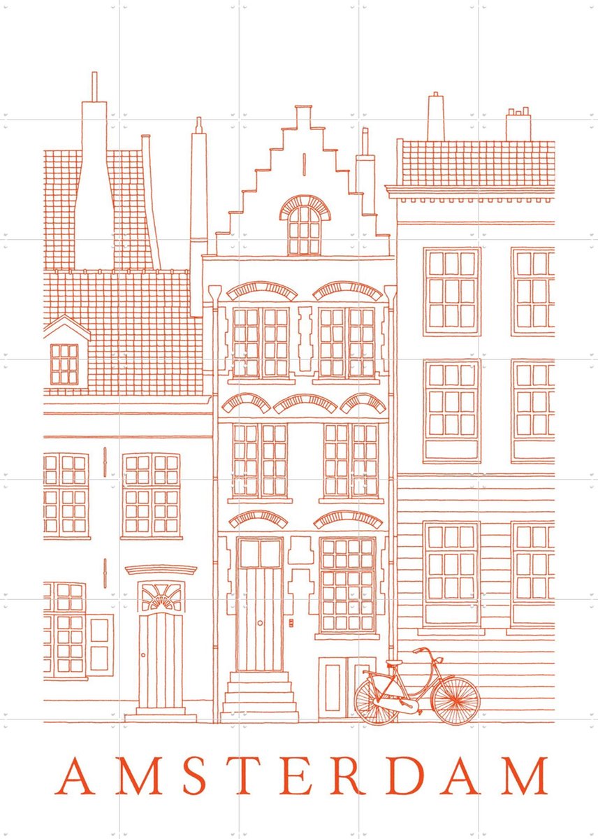 IXXI Amsterdam Lines, Florent Bodart - 100 x 140 cm - Gratis ophangtool - Grote wanddecoratie en posters - Technische Tekening, Geometrische Kunst