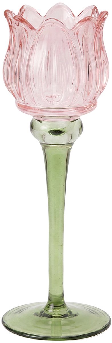 Clayre & Eef Waxinelichthouder Roze Glas