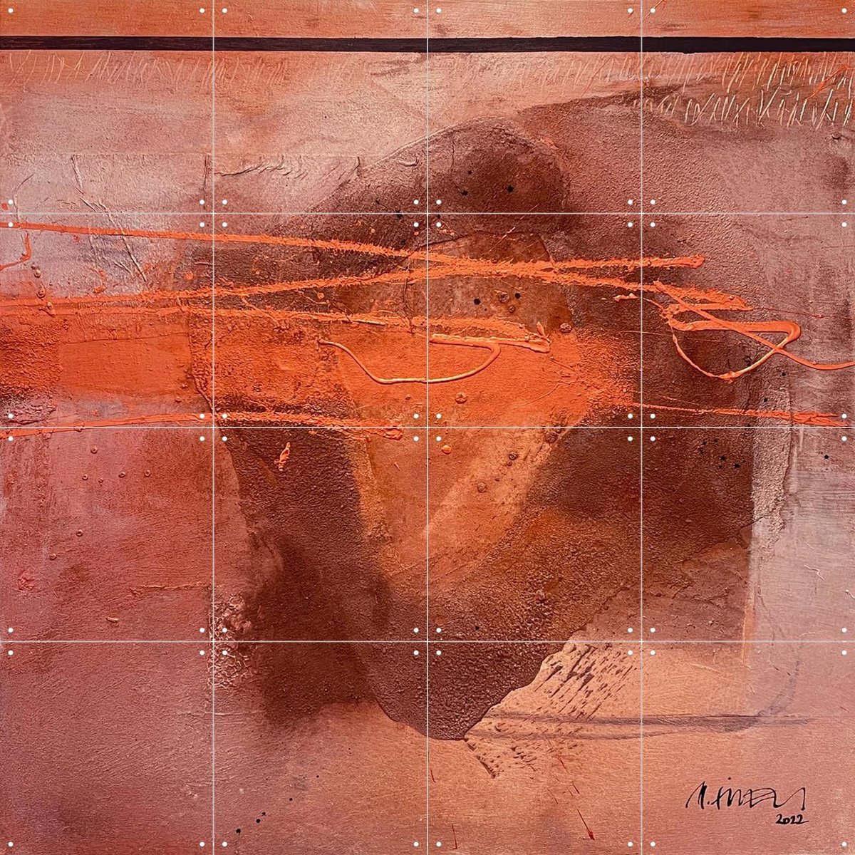IXXI New Orientation, SüessART - 80 x 80 cm - Gratis ophangtool - Grote wanddecoratie en posters - Abstract, Kwaststreken, Studeerkamer, Woonkamer