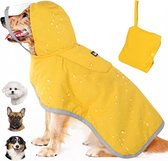 Hondenregenjas - Verstelbaar - Transparante capuchon - Dubbele laag hondenregenjas - Reflecterende strepen - Opbergvak - Hondenponcho - Maat Large