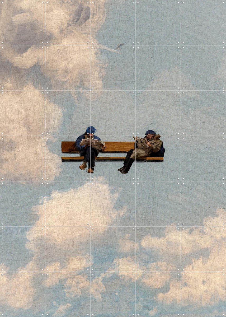 IXXI Reading In The Sky, Vineet Suresh - 100 x 140 cm - Gratis ophangtool - Grote wanddecoratie en posters - Modern, Digitale Kunst, Surrealisme, Pop