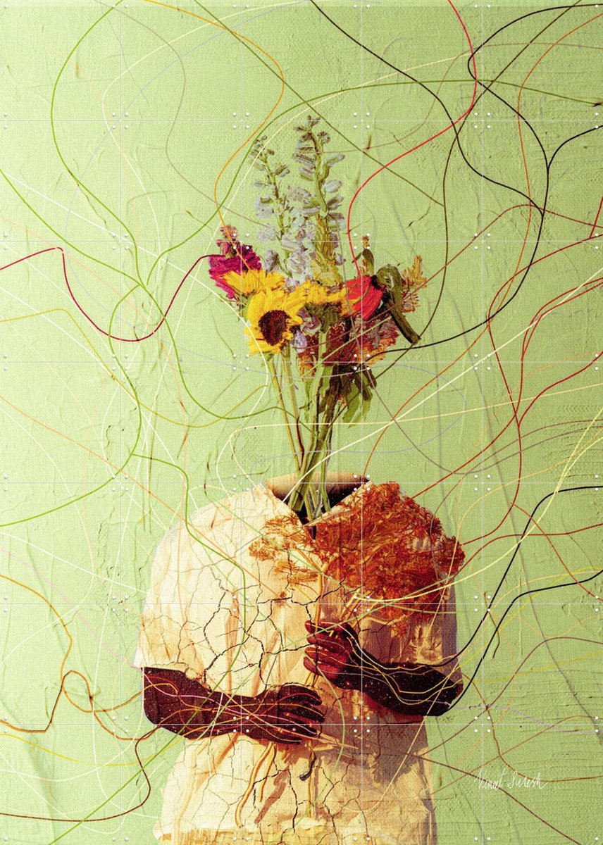 IXXI Flower Veins, Vineet Suresh - 100 x 140 cm - Gratis ophangtool - Grote wanddecoratie en posters - Abstract, Kleurrijk, Surrealisme, Speels