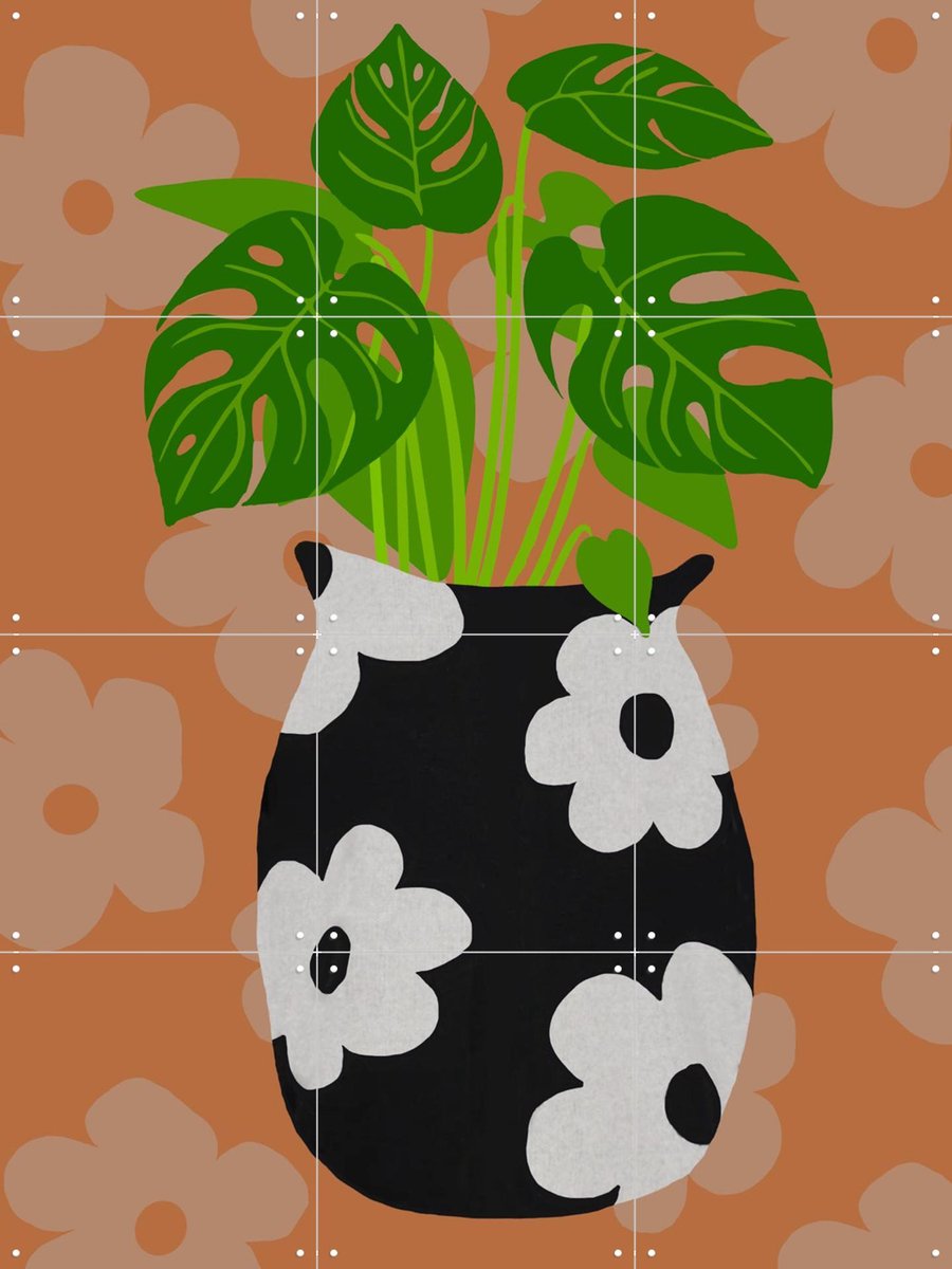 IXXI Green Plant 1, Coco de Paris - 60 x 80 cm - Gratis ophangtool - Grote wanddecoratie en posters - Modern, Digitale Kunst, Illustraties, Kleurrijk