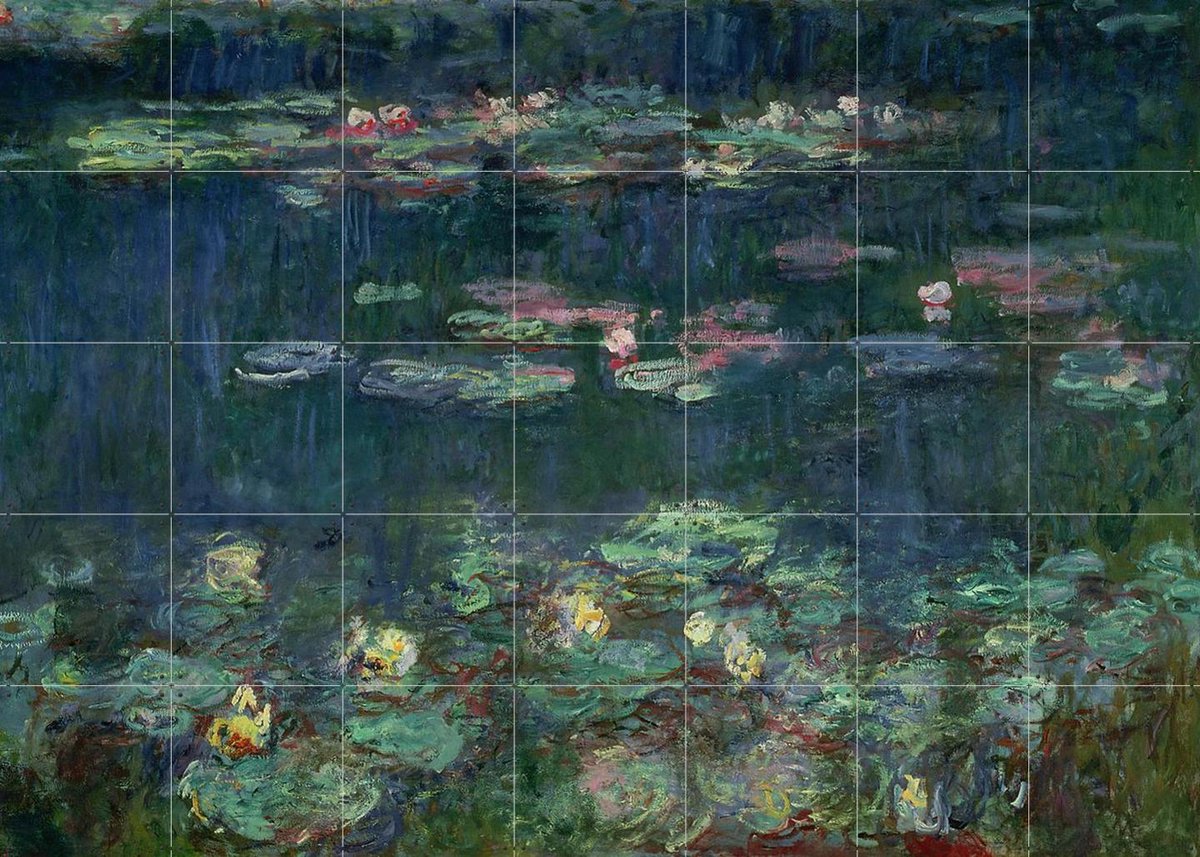 IXXI Waterlilies: Green Reflections - Detail, Claude Monet & Bridgeman Images - 140 x 100 cm - Gratis ophangtool - Grote wanddecoratie en posters -