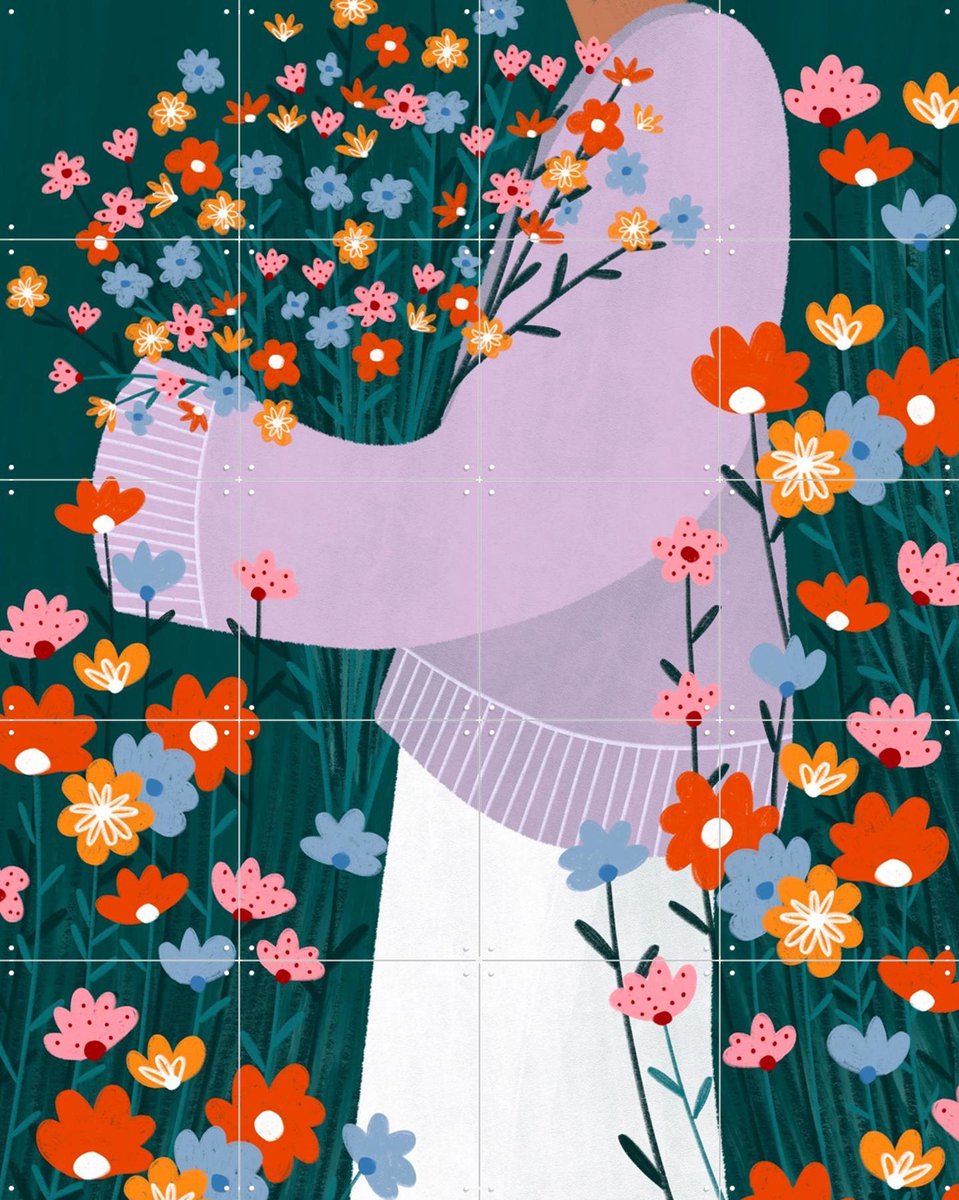 IXXI Wildflower Garden, Bea Müller & Various - 80 x 100 cm - Gratis ophangtool - Grote wanddecoratie en posters - Modern, Digitale Kunst, Kleurrijk