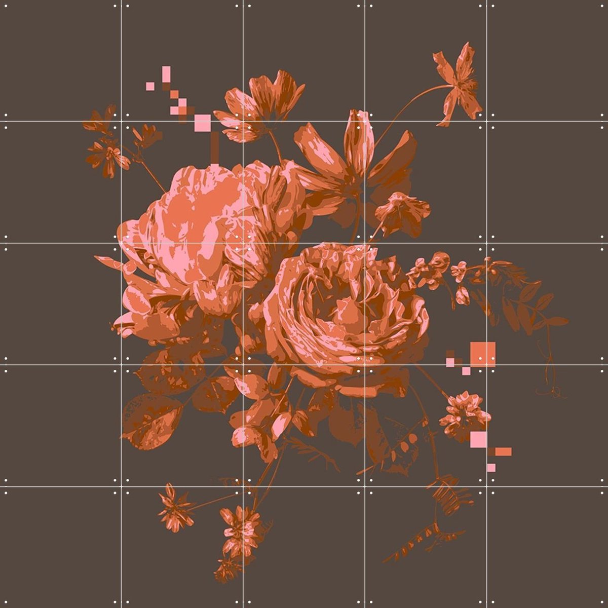 IXXI Flora Flux, Wesley van der Heijden - 100 x 100 cm - Gratis ophangtool - Grote wanddecoratie en posters - Modern, Surrealisme, Digitale Kunst