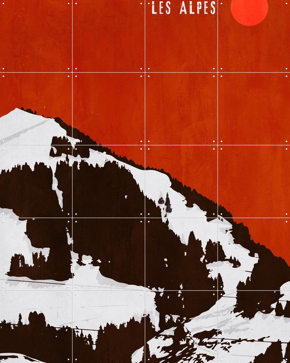 IXXI Les Alpes, Kubistika - 80 x 100 cm - Gratis ophangtool - Grote wanddecoratie en posters - Abstract, Illustraties, Minimalisme, Digitale Kunst