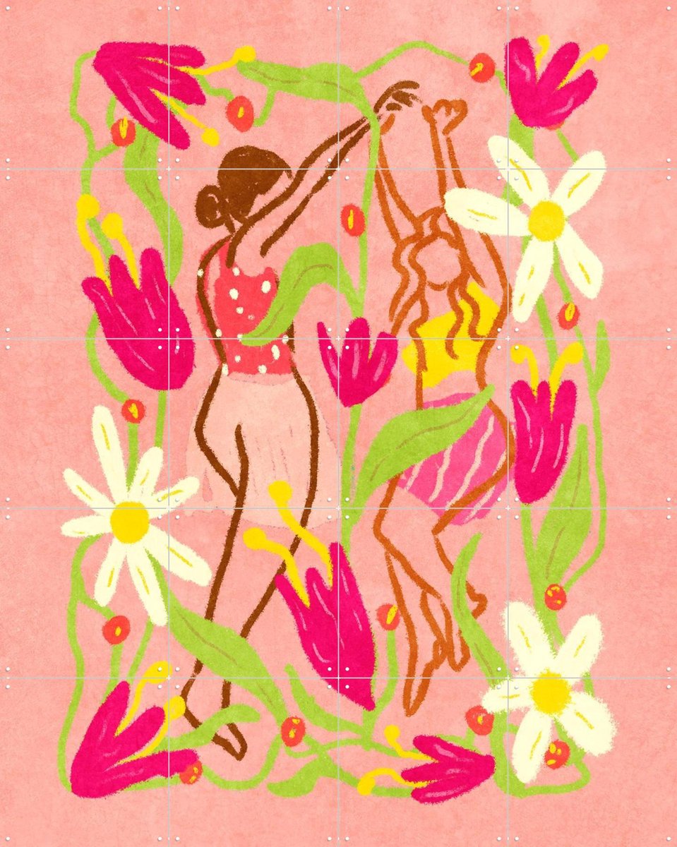 IXXI Spring Dance, Raissa Oltmanns - 80 x 100 cm - Gratis ophangtool - Grote wanddecoratie en posters - Fantasierijk, Illustraties, Speels, Woonkamer