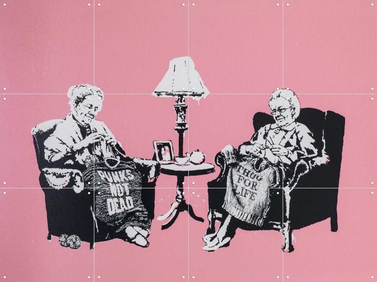 IXXI Grannies, Banksy - 80 x 60 cm - Gratis ophangtool - Grote wanddecoratie en posters - Modern, Collage, Street art, Speels, Pop art, Woonkamer