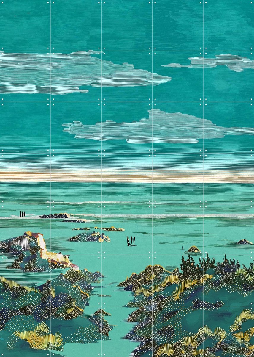 IXXI Strand 4, Artclaud - 100 x 140 cm - Gratis ophangtool - Grote wanddecoratie en posters - Kleurrijk, Illustraties, Digitale Kunst, Modern
