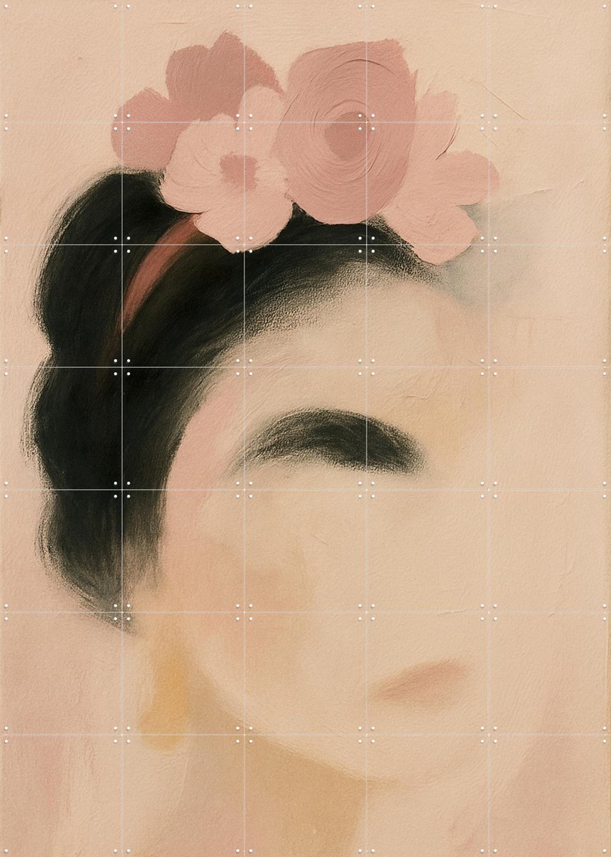 IXXI Whispering Floral Portrait Frida, Moonheart Artworks - 100 x 140 cm - Gratis ophangtool - Grote wanddecoratie en posters - Kleurrijk