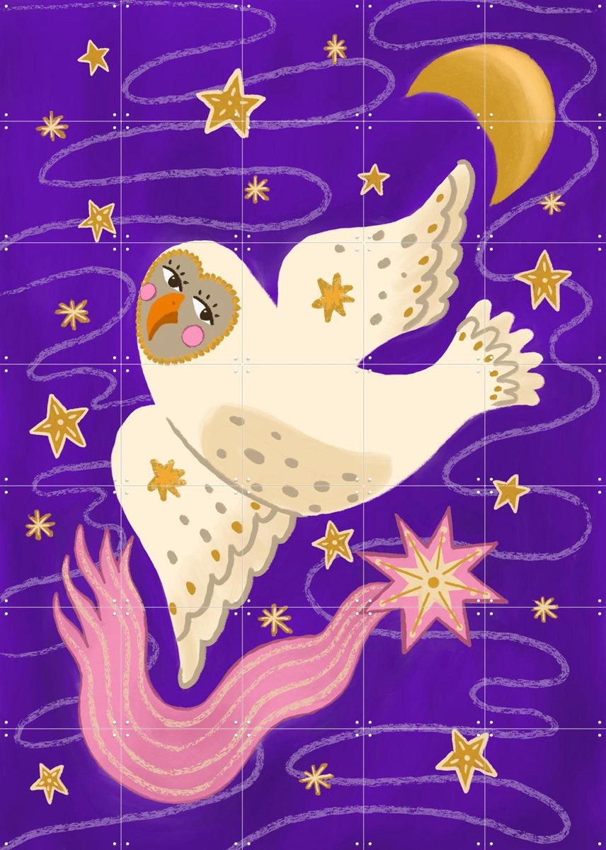IXXI Listen to your Wise Owl, Kirsten Blom Art & Illustration - 100 x 140 cm - Gratis ophangtool - Grote wanddecoratie en posters - Fantasierijk