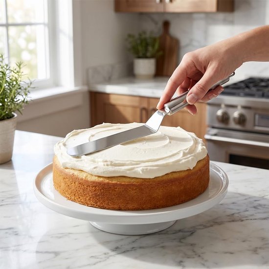 4 Glazuurspatel van Roestvrij Staal en 3 Kunststof Schuine Spatels - Professionele Offset Spatula Hoekpalet Taartspatel, Roestvrijstalen Decoratiespatels voor Taarten, Verspreiding van Room — afbeelding 5