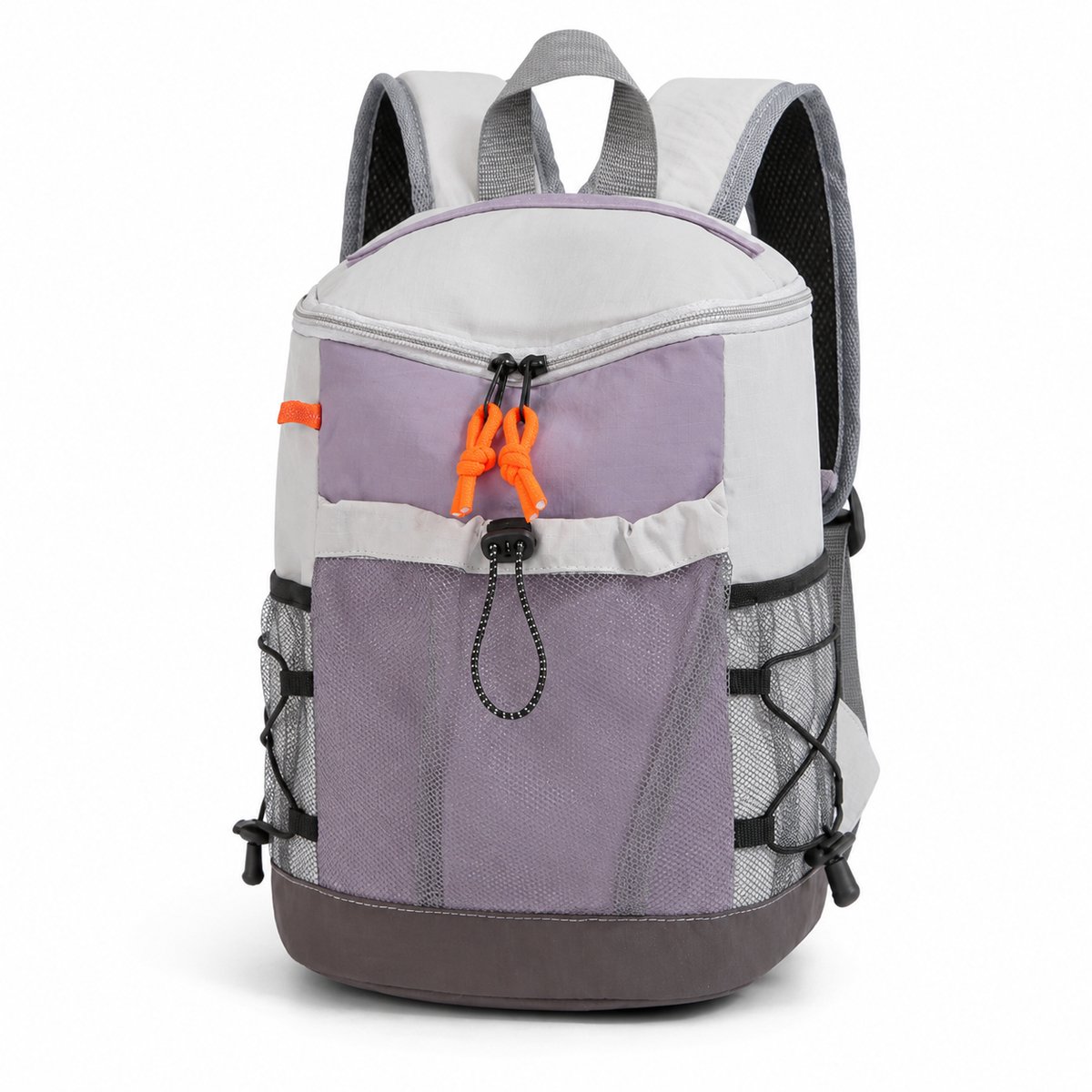 VHV Rugzak - Lichtgewicht Backpack met Ruim Hoofdvak en Mesh Zijvakken - Verstelbare Schouderbanden en Borstband - 32 x 22 x 12 cm - Voor Wandelen, Reizen en Dagelijks Gebruik - Paars