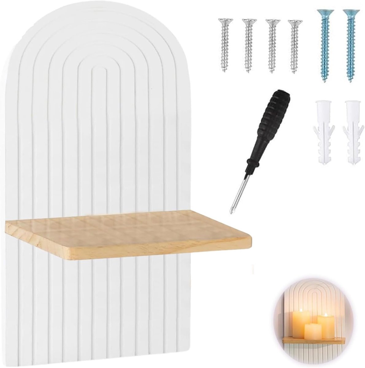 Zwevende planken, Boheemse houten wandplank, wandplank voor muur, decoratie voor slaapkamer, woonkamer, slaapkamer, kantoor of keuken