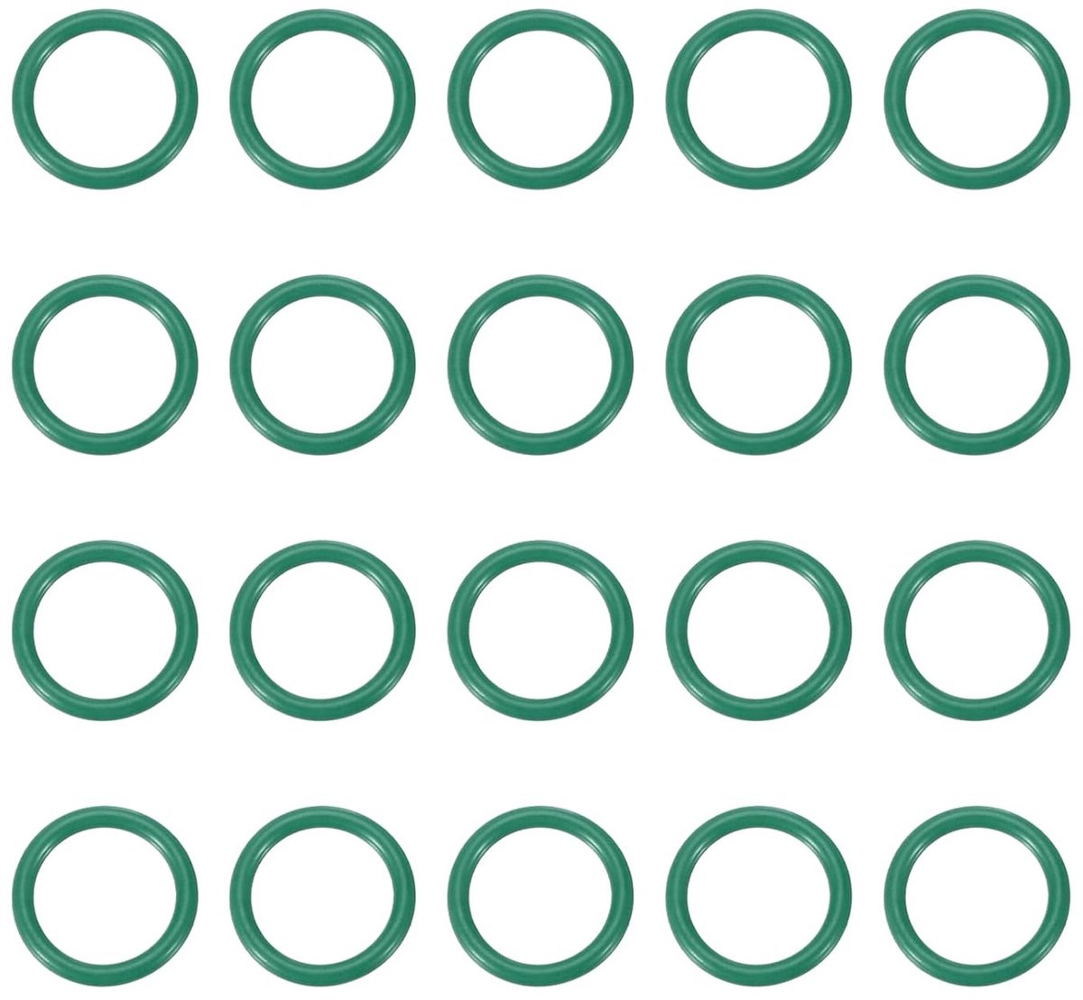 O-ring van gefluoreerd rubber 12,5 mm OD 9,5 mm ID 1,5 mm breedte, 20 stuks afdichtringen, Fkm metrisch, reserveonderdeel voor hydraulische slangen kranen, groen