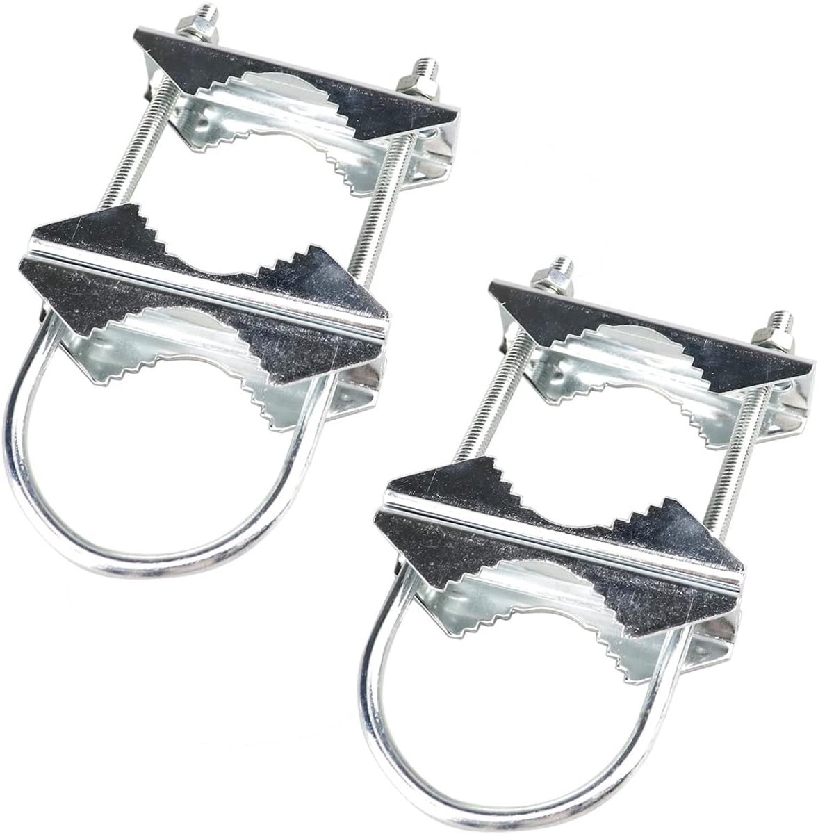 2 Sets Dubbele Antennemastklem Zware V-Kaakbeugel U Bouten Pijpmontage Hardware voor TV Antenne, Parasols, Vlaggen en Visstokken