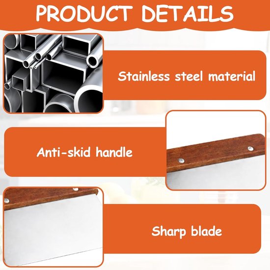 deegschraper set van 2 roestvrijstalen deegstekers met ergonomische houten handgreep, nauwkeurig snijden en portioneren van brood en pizza, bakaccessoires, multifunctioneel — afbeelding 3