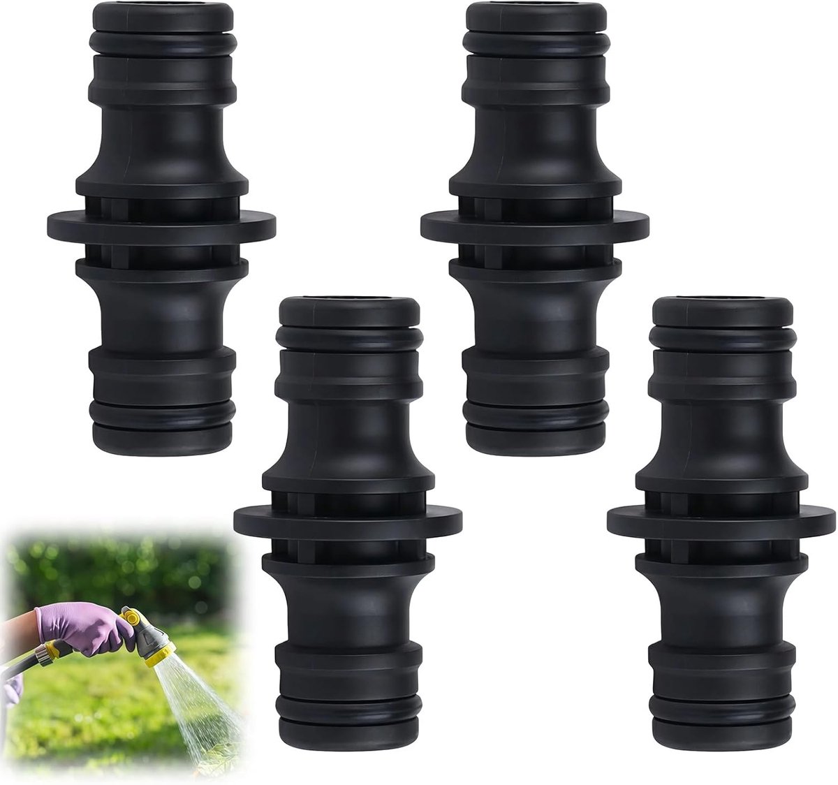 4 stuks tuinslangverbindingen, 1/2 inch dubbele stekker stuk