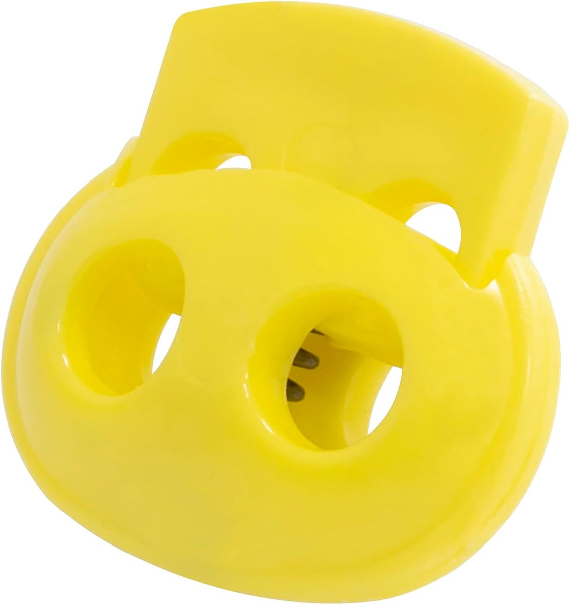 - C68229-set van 10 ovale scnurstoppers voor kleding 19x17 mm met dubbel gat - koordstoppers voor koord koord - van kunststof - opening 4,5 mm - kleur geel