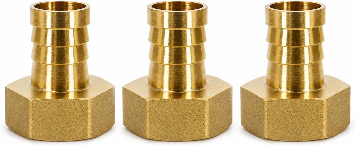 3 stuks messing koppelingen gegolfd messing 10 mm x 1/2 PT vrouwelijk adapter slangadapter universele schroefdraad lucht water olie gas waterdichte geribbelde aansluitingen voor installatie irrigatie
