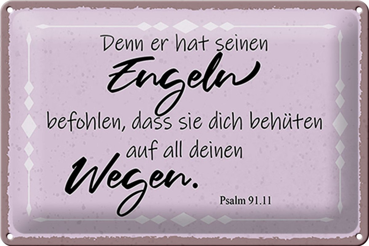 Blechschild Spruch 30x20cm er hat seinen Engeln befohlen