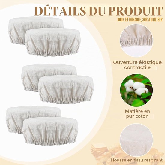 6 Stuks- 20cm- Voedselkap- Voedselafdekking- Vliegenkap -Afdekhoezen voor Voedsel -Afdekhoezen voor Gistmand -herbruikbare komdeksels - Elastische Rand-stoffen komdeksel-Deegrijzing Opslag-Geschikt voor borden, kommen en bakjes-Bescherm je eten — afbeelding 4
