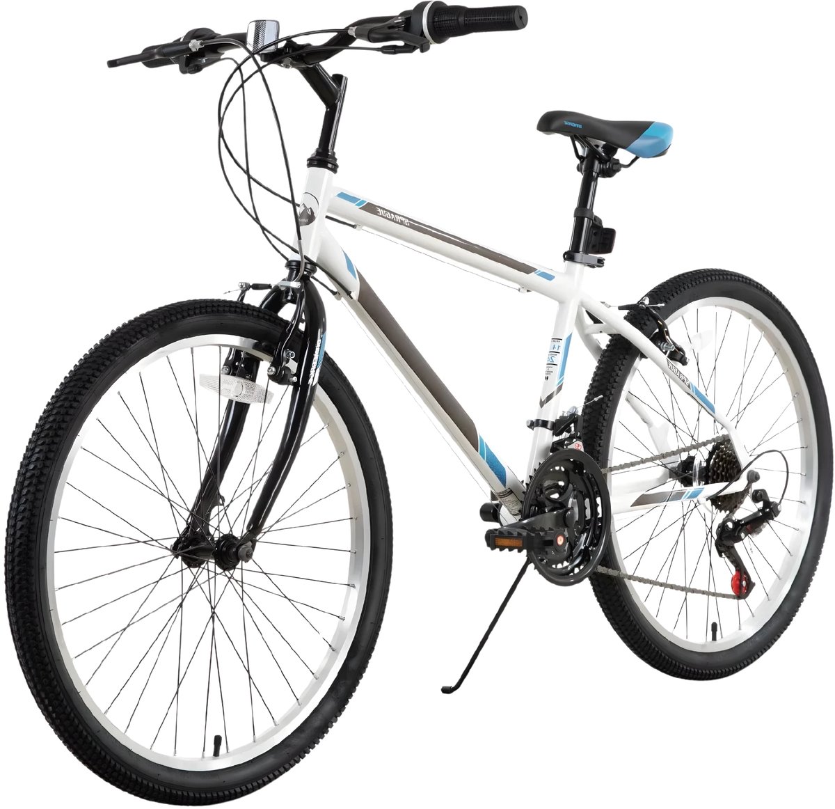 Mountainbike – Voor volwassenen, heren en dames – 24/26 inch (61/66 cm), 21 snelheden, koolstofstaal frame, sport-MTB – White-26 Inch-21