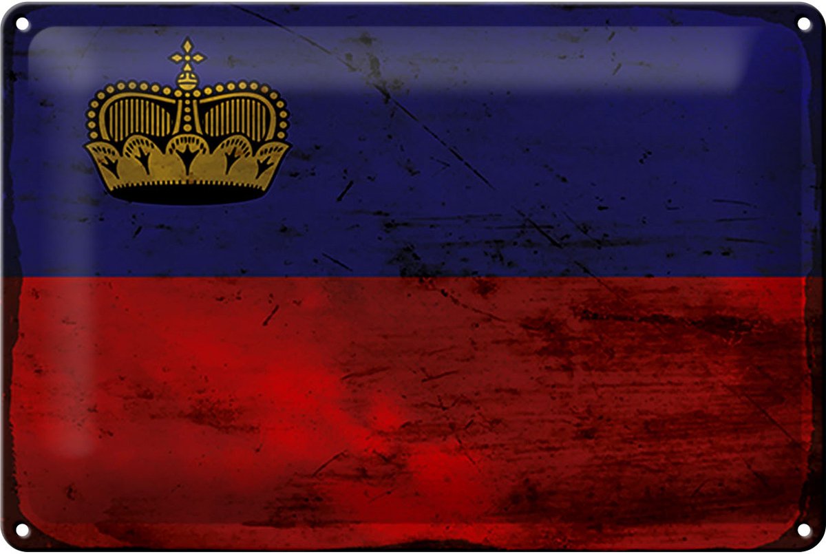 Blechschild Flagge Liechtenstein 30x20cm Flag Rost