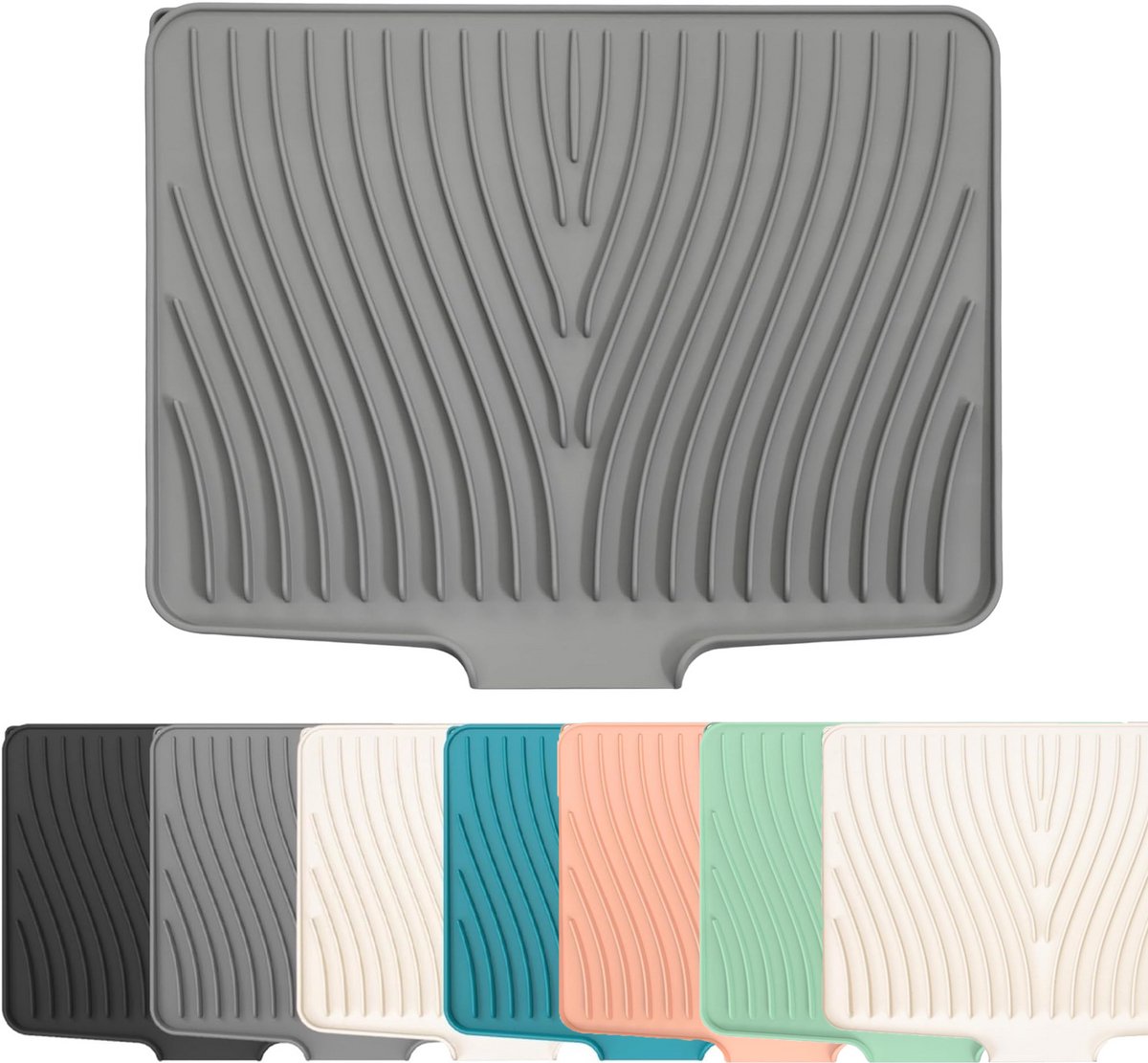KZQ Silicone Afdruipmat - 40x33cm - Met Afvoerrand - Antislip En Hittebestendig - Vouwbaar - Voor Keukenblad En Gootsteen - Grijs