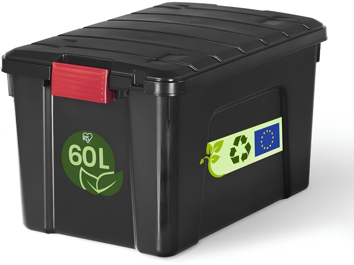 NIVA® Opbergbox - Grote Plastic Opbergdoos - Opbergdozen - Zwart - 59cm x 40cm x 36cm