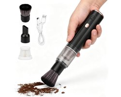 KZQ Koffiemolenreiniger – Draadloze mini-stofzuiger voor koffiepoeder – Draagbaar hulpmiddel voor het verwijderen van koffieresten – Geschikt voor auto, huis en kantoor – Draagbare reiniger voor espressomolens (Zwart)