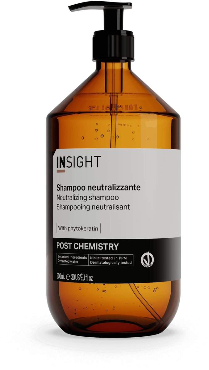 Insight Post Chemistry Neutralizing Shampoo 900 ml - Professionele Neutraliserende Shampoo - Voor Geverfd Haar - Herstelt Natuurlijke pH-waarde - Sluit Kleurpigmenten In - Met Plantaardige Keratine En Fruitextracten