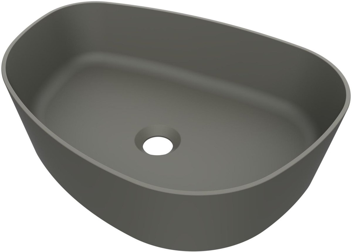 Arcqua Rocker waskom - 50x37x13cm - opbouw - rechts - organisch - cast marble beton mat