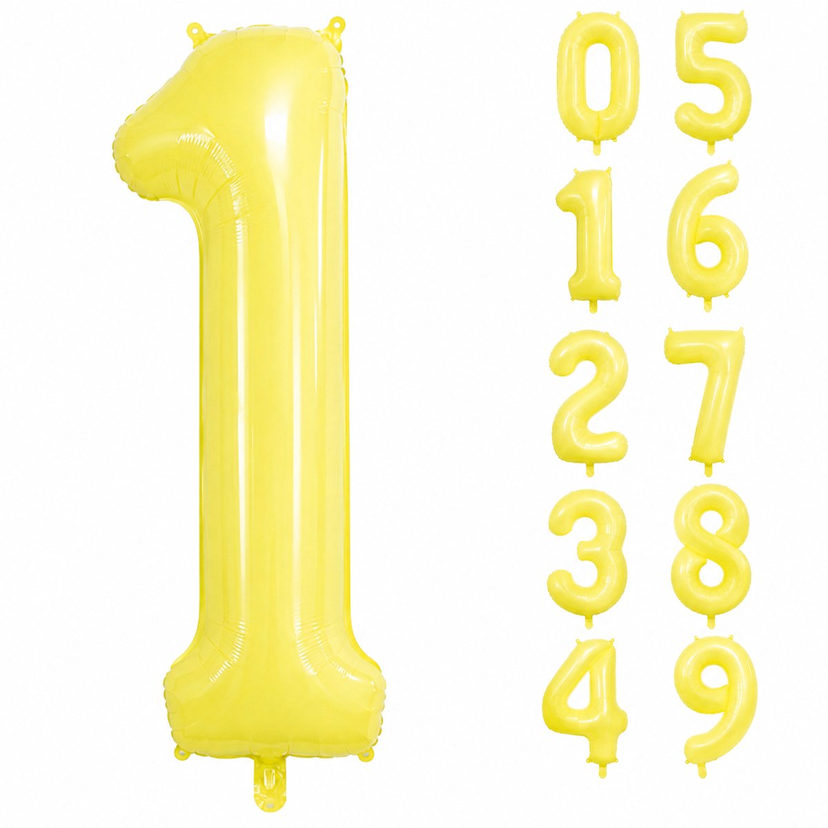 Fienosa Geel Cijfer 1 Ballon 101 CM - Nummer 1 - Cijferballon - XL Folieballon - Helium Ballon - Feestversiering- Verjaardag - Leeftijd - Getal
