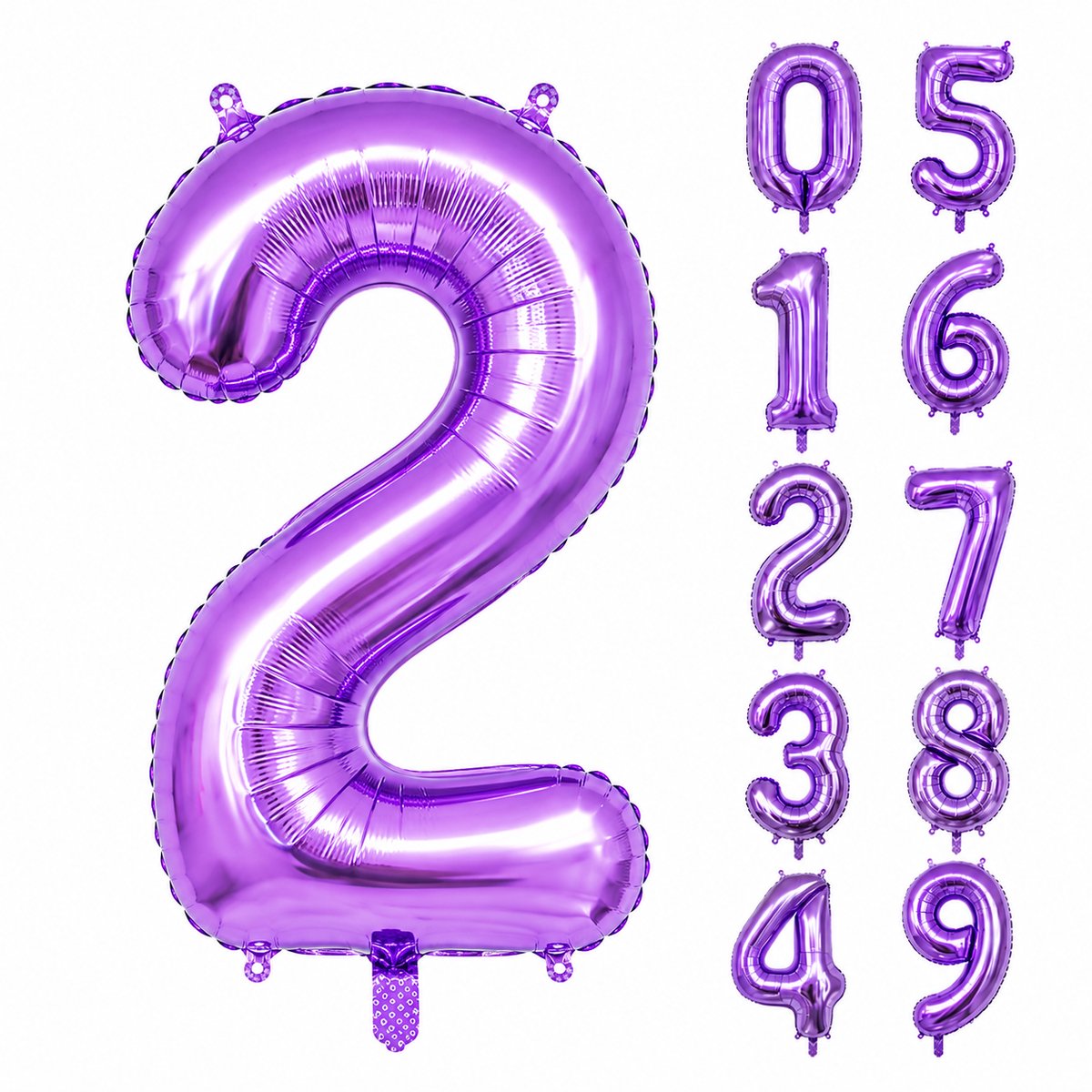 Fienosa Paars Cijfer 2 Ballon 101 CM - Nummer 2 - Cijferballon - XL Folieballon - Helium Ballon - Feestversiering - Verjaardag - Leeftijd - Getal
