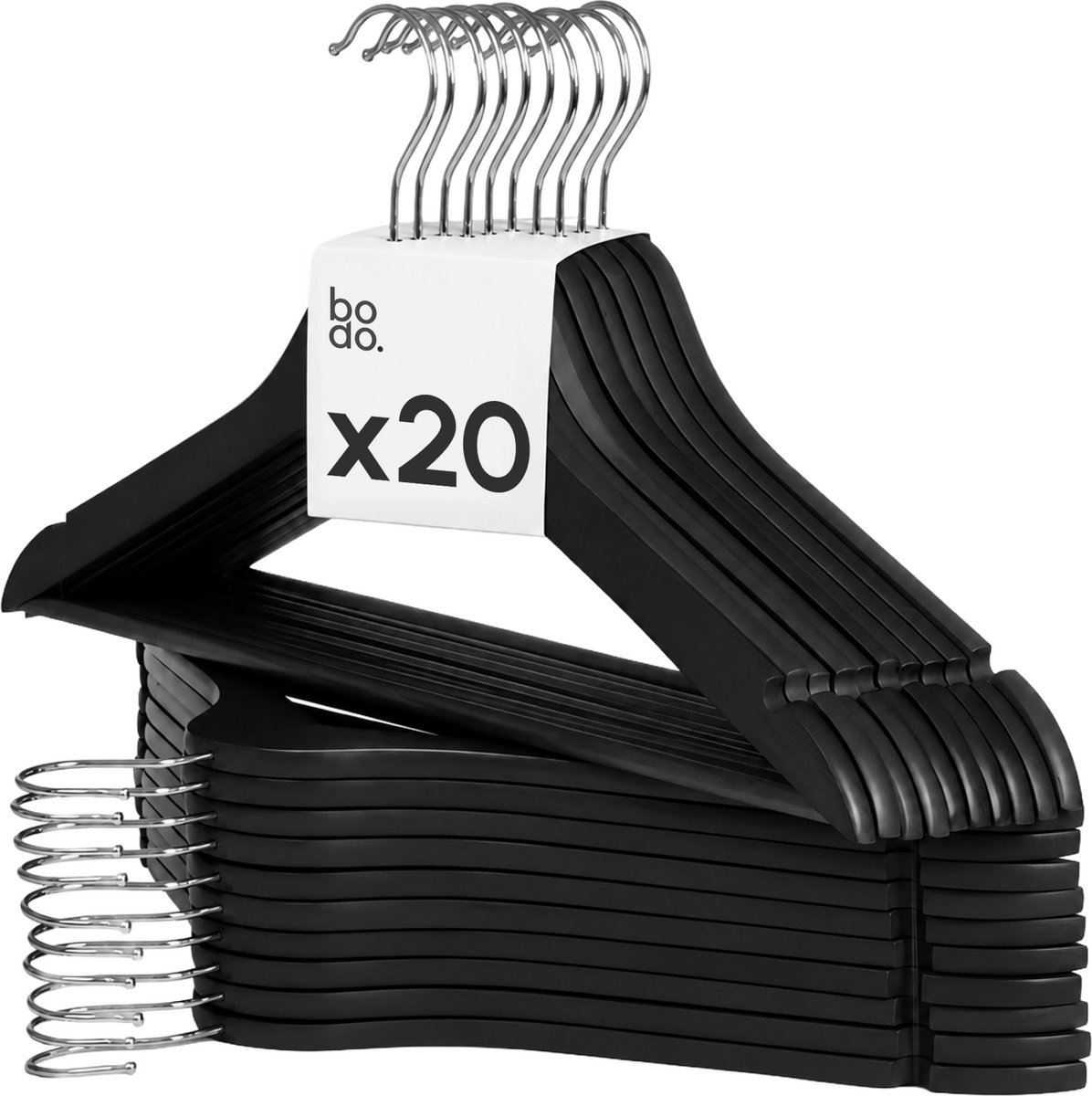 Kledinghangers - 20 stuks - zwart - Bodo