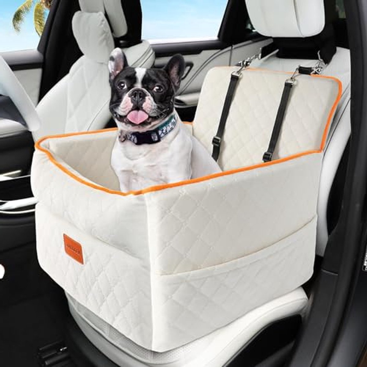 Hondenautostoel - Hondenverhoger auto - Veilig reizen - Verhoogd zicht - 52 x 52 x 48 cm - Grijs