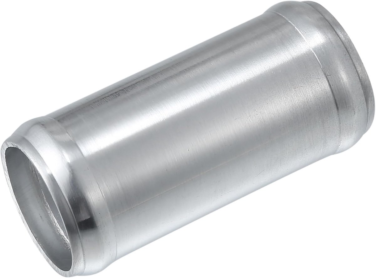 Auto Adapter Verbindingspijp Universeel 35mm 1.38" OD 76mm 2.99" Lengte Verbindingsbuis Adapter Aluminiumlegering Zilverkleurig
