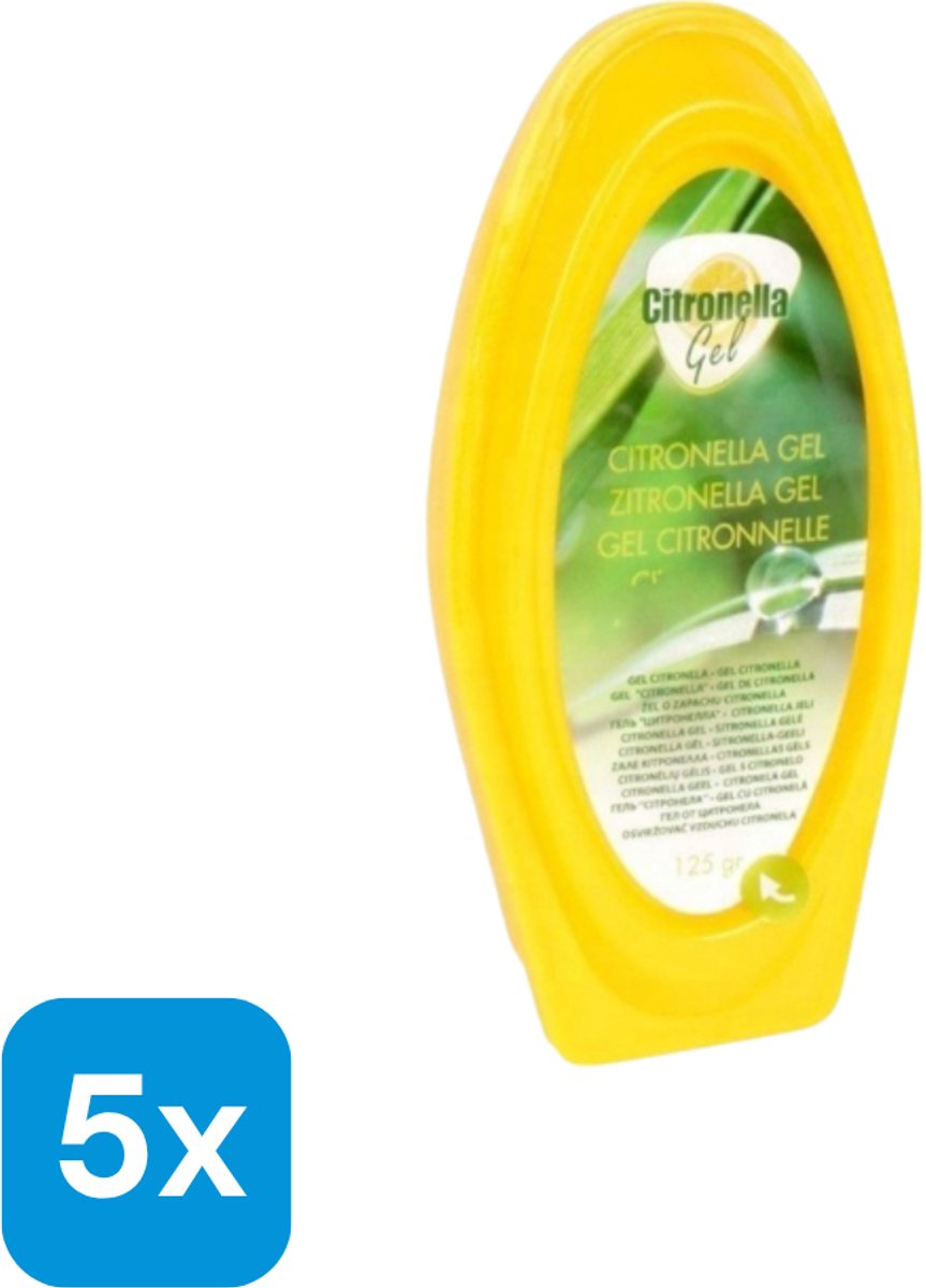 5 x Citronella Gel - Tegen muggen - In staande houder - 5 x 125 gram