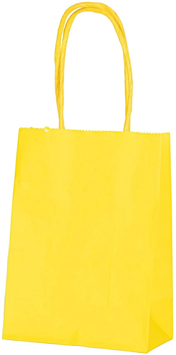 Papieren Draagtas - 60 Stuks -Geel- 11x15x6cm - Papieren Tasjes - Kraft Tas - Tassen - Cadeau Tas - Hoogwaardig Kraft Papier - Eco-vriendelijk - Ideaal voor Geschenken - Lasentopack
