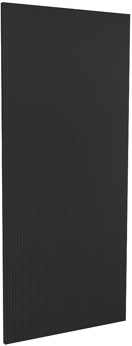 Vente-unique Schuifdeur in hout en MDF met onzichtbare rail - Geribbeld zwart - 83 x 210 cm - LORVISA