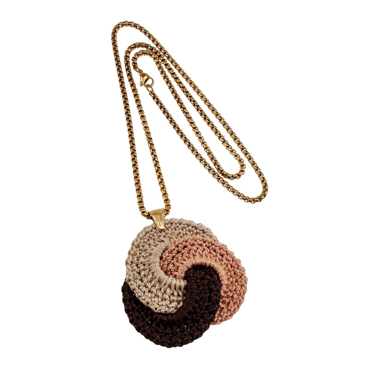 Jasseron-Ketting + Hanger van Gehaakte Keltische Knoop, Damesketting met Hanger, RVS Verguld 60cm x 3mm - Handgemaakt