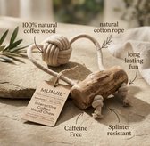 Munjie Interactieve Koffiehout Kauwwortel met Touw – Natuurlijk Hondenspeelgoed – Duurzame Kauwsnack voor Kleine & Middelgrote Honden (<15kg) - Coffee Wood