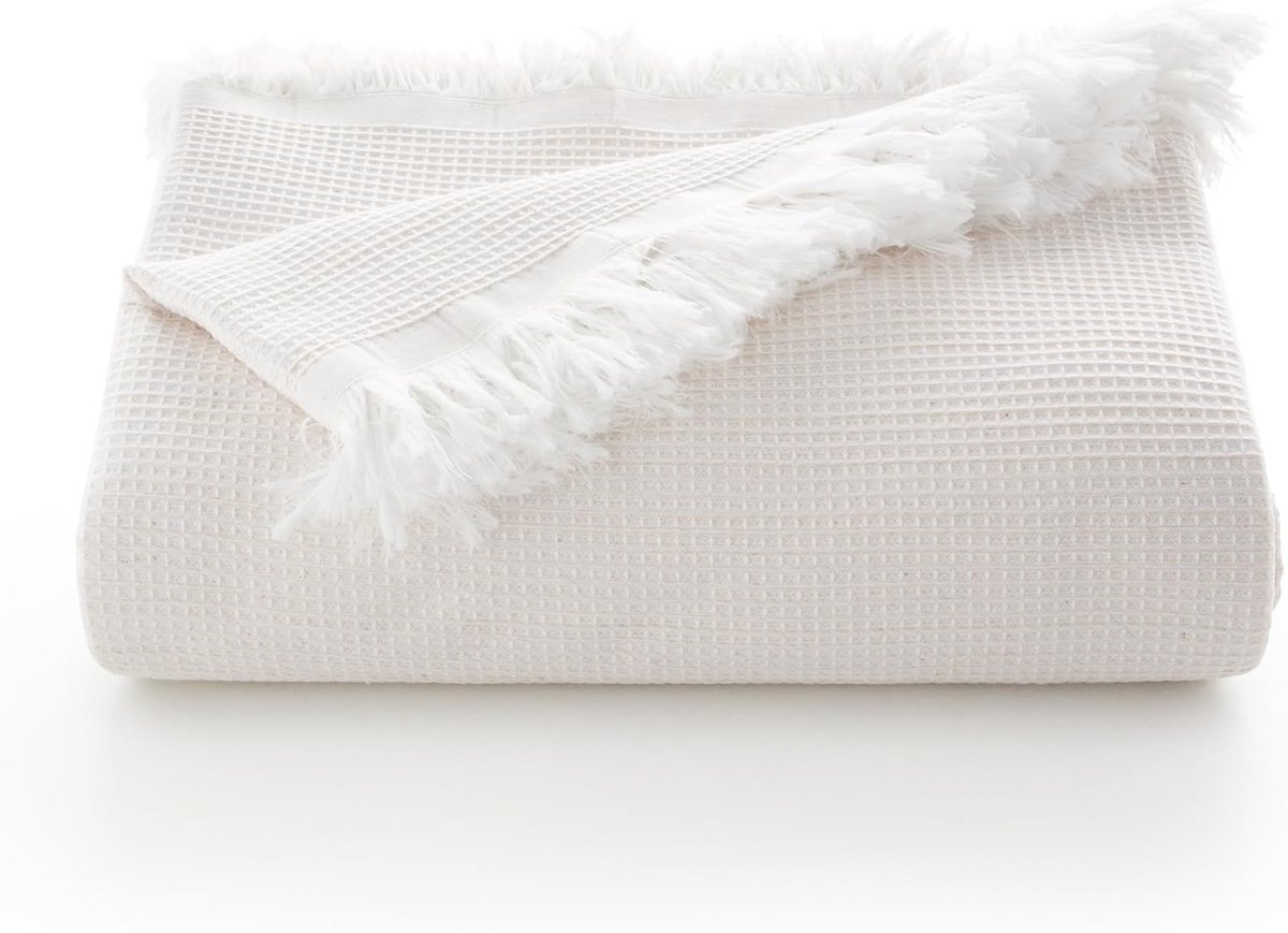 Sprei voor bed en bank 180 x 140 cm - katoen - zacht en ademend - ideaal voor extra comfort - SnelShoppen