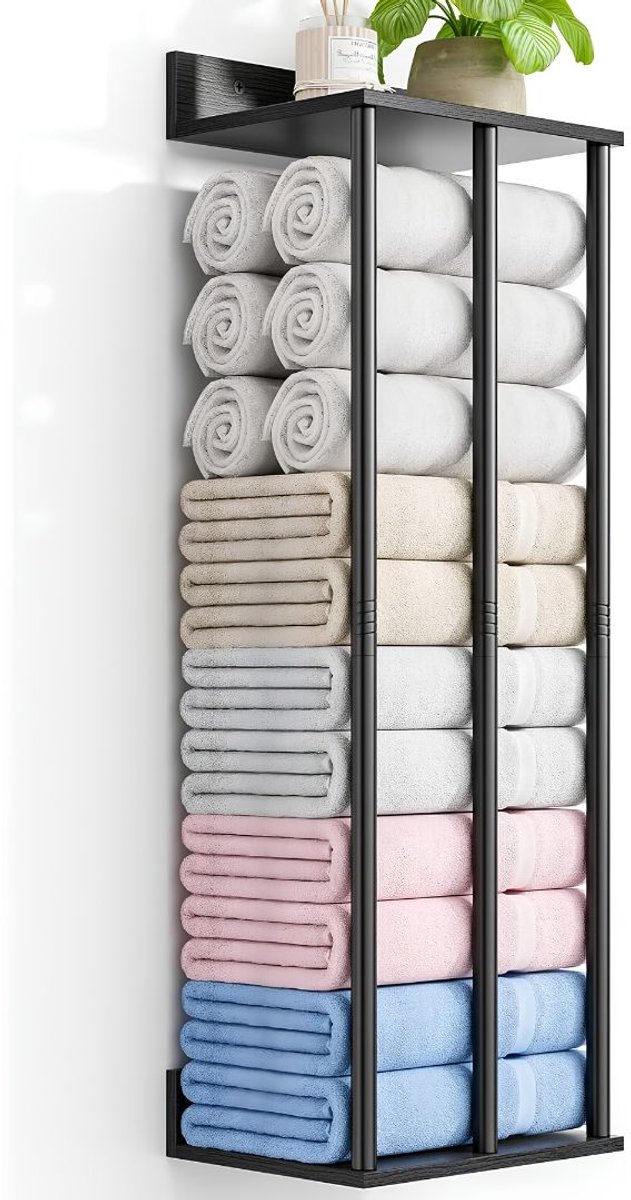 JCP® Handdoekrek - Handdoekrek Badkamer - Handdoekhouder - Zwart - 30cm x 23cm x 87cm