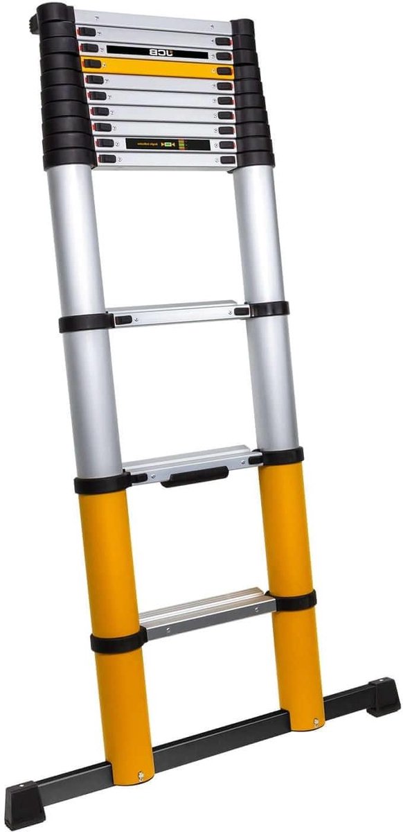 Verlengladder Telescopisch - Aluminium Vouwladder - Klusklus Hoge Plekken - Gepatenteerde Hoekindicator - 3.27 Meter Max - Zilver